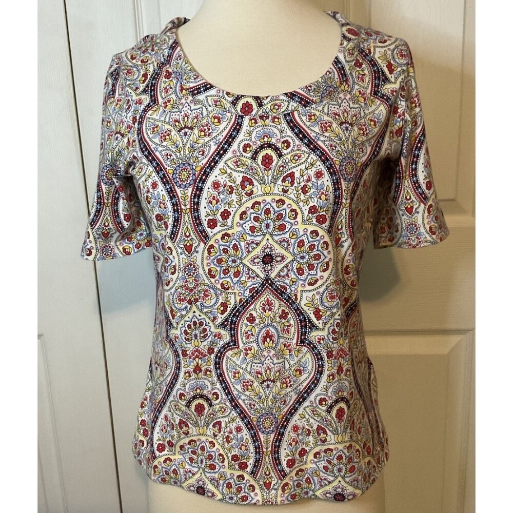 Talbots Floral Short Sleeve‎ Top Medium Petite